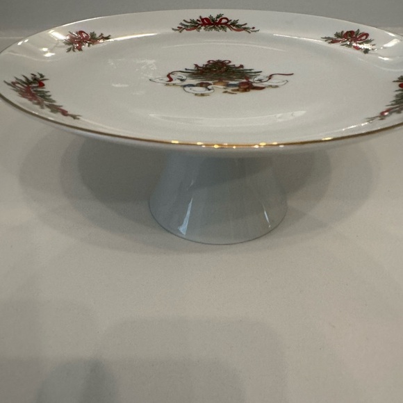 Vintage Festive Holiday, Christmas cake stand with Geese and Tree Design… - Picture 3 of 6